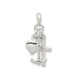 Sterling Silver Cross Pendant with Anchor and Heart Charms, Religious Symbol of Faith and Devotion