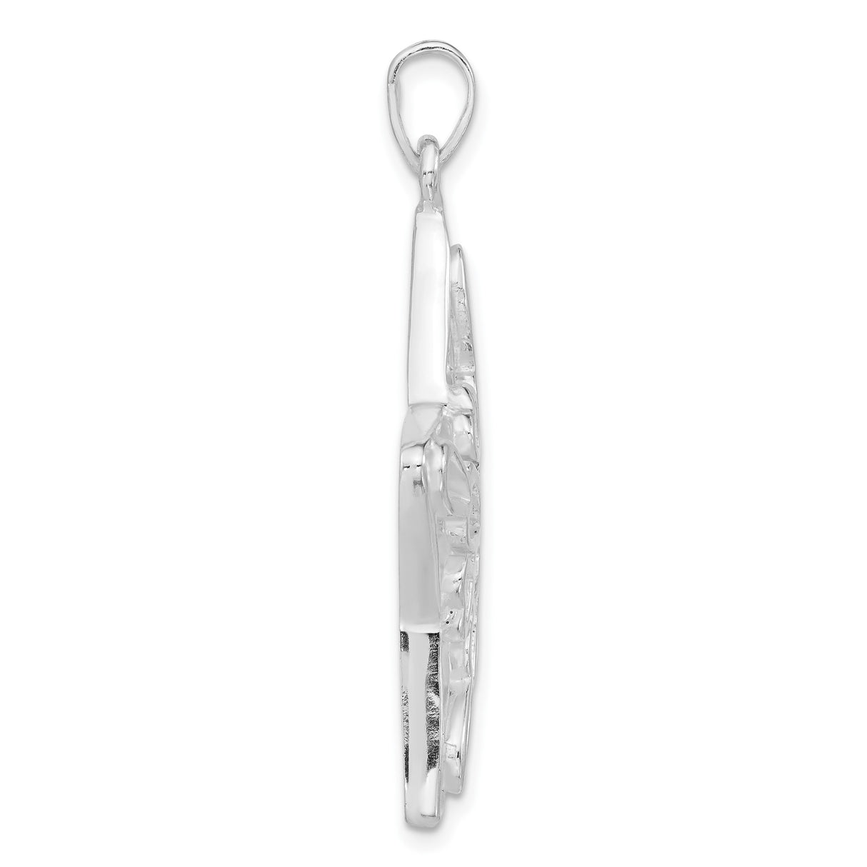 Sterling Silver Heart Star Pendant with Openwork Design and Symmetrical Pattern for Women