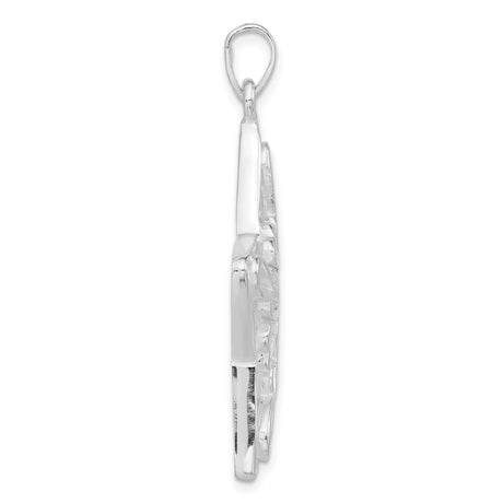 Sterling Silver Heart Star Pendant with Openwork Design and Symmetrical Pattern for Women