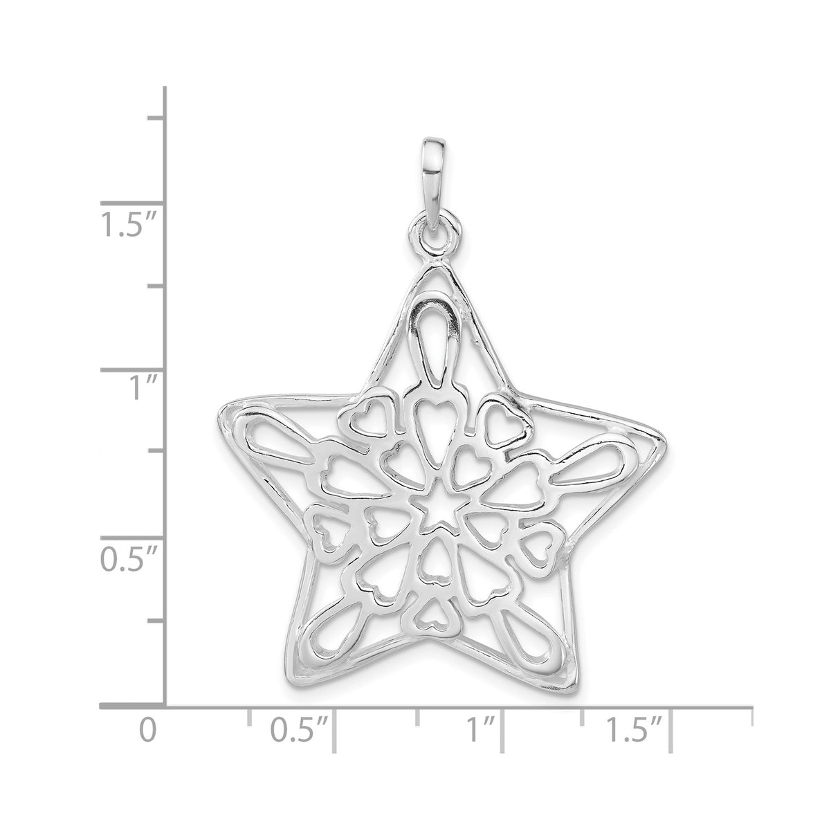 Sterling Silver Heart Star Pendant with Openwork Design and Symmetrical Pattern for Women