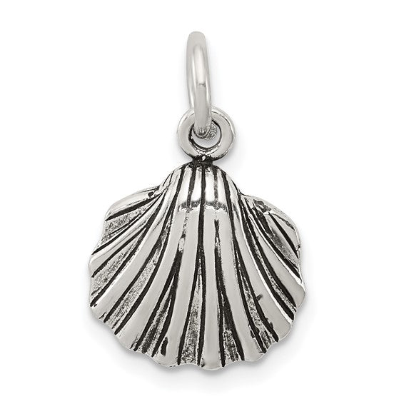 Sterling Silver Scallop Shell Pendant Charm, Camino de Santiago Faith Jewelry for Women
