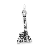 Sterling Silver Lighthouse Pendant with Rocky Base, Nautical Coastal Charm