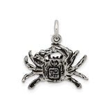 Sterling Silver Crab Pendant with Realistic Claw Detail and Shell Symbolism
