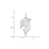 Sterling Silver Dolphin Pendant, Textured Ocean Animal Charm, Nautical Style Jewelry