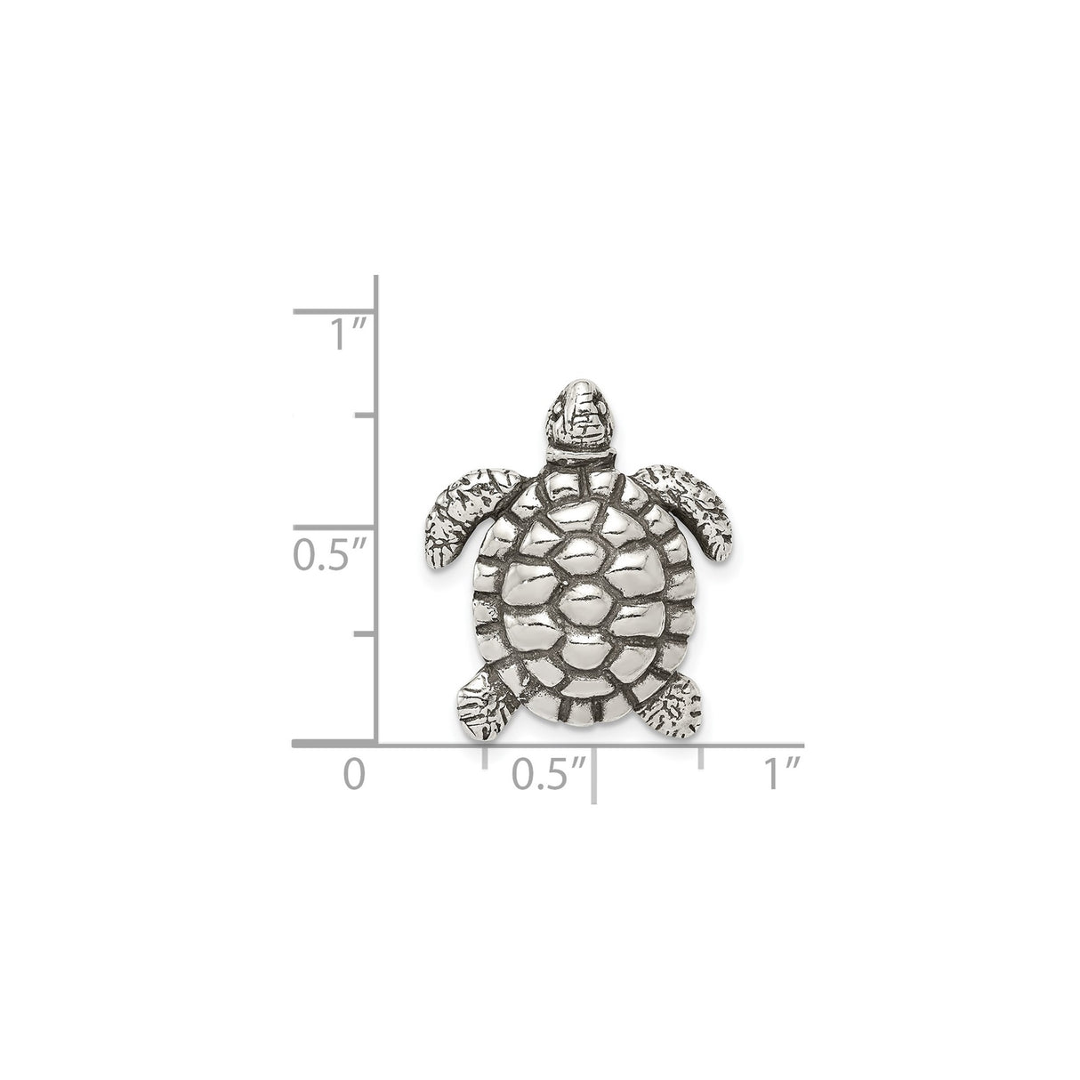 Sterling Silver Turtle Pendant with Textured Shell and Flipper Detail for Women