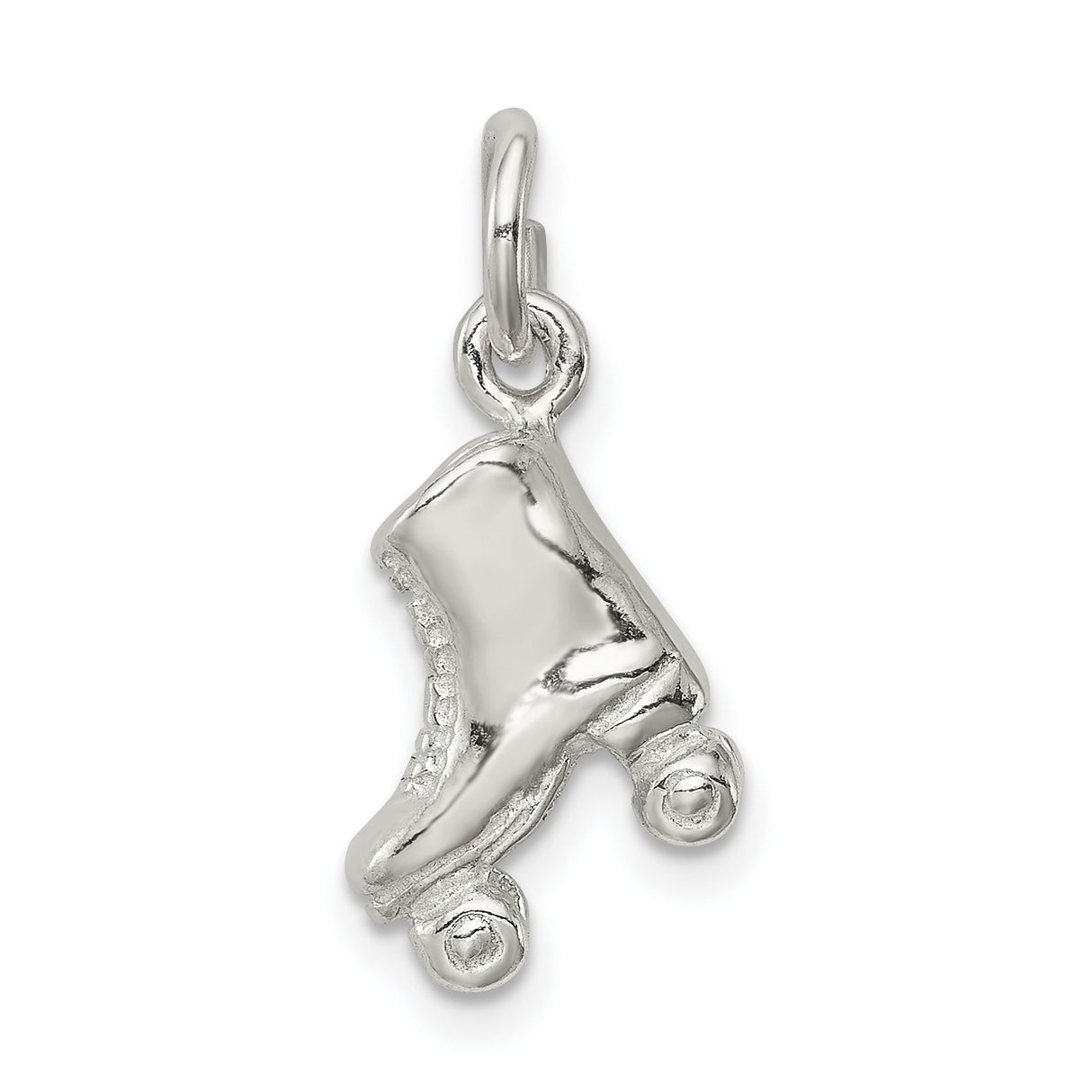 Solid Traditional Single Roller Skate Charm Pendant in Real 925 Sterling Silver