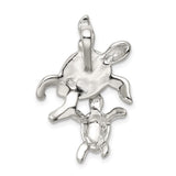 Sterling Silver Turtle Pendant with Lab Created Blue Opal, Ocean Life Coastal Design