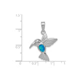 Sterling Silver Hummingbird Pendant with Simulated Blue Opal Inlay, Nature Spirit Theme