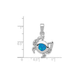 Sterling Silver Crab Pendant with Blue Opal, Ocean Theme, Cancer Zodiac Jewelry
