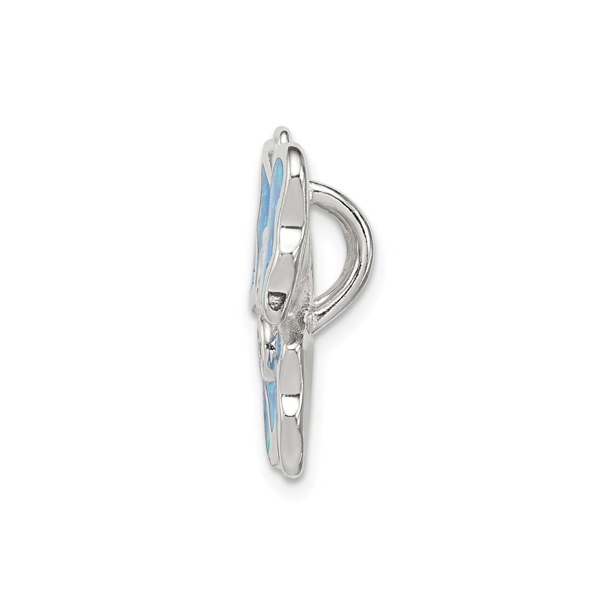 Sterling Silver Butterfly Pendant with Blue Opal Inlay and Clear Accents