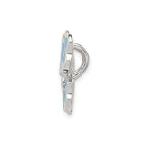 Sterling Silver Butterfly Pendant with Blue Opal Inlay and Clear Accents