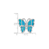 Sterling Silver Butterfly Pendant with Blue Opal Inlay and Clear Accents