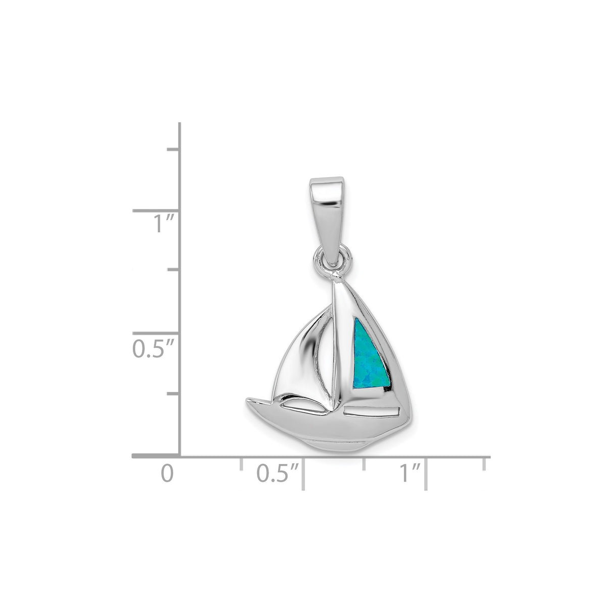Sterling Silver Sailboat Pendant with Blue Lab Created Opal Inlay, Nautical Theme Jewelry