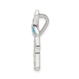 Sterling Silver Palm Tree Pendant with Blue Opal and Cubic Zirconia Accents, Tropical Style Jewelry