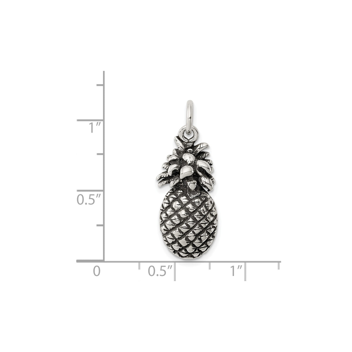 Sterling Silver Pineapple Pendant Charm with Detailed Fruit Design, Tropical Beach Theme Jewelry