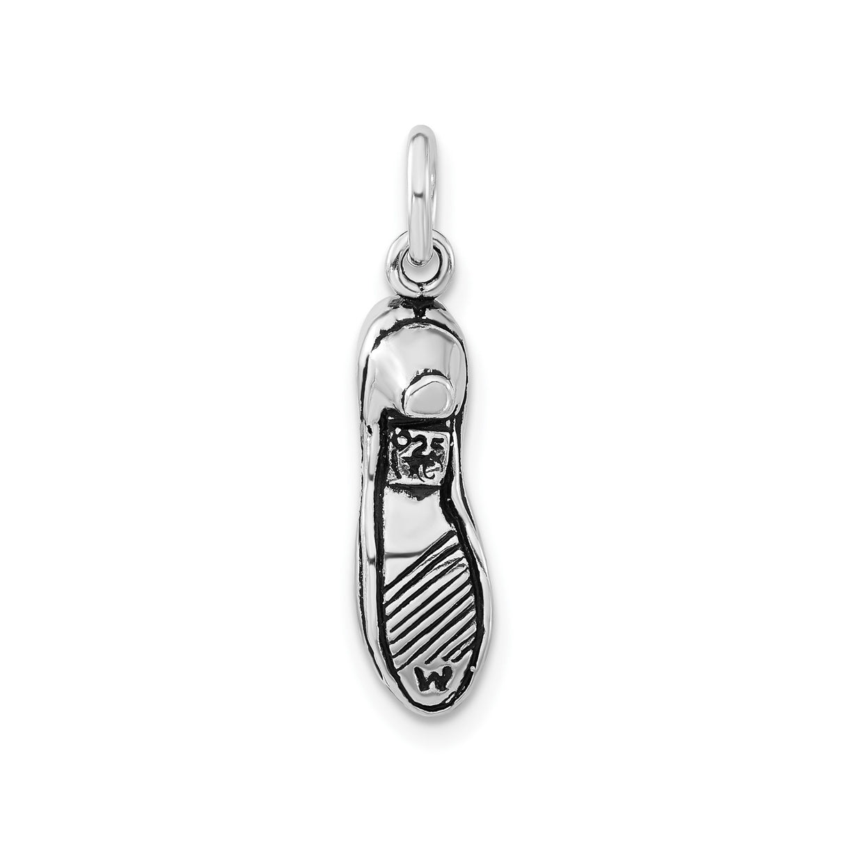 Sterling Silver Ballet Slipper Charm, Detailed Ballerina Flat with Bow, Dance Jewelry for Women and Girls