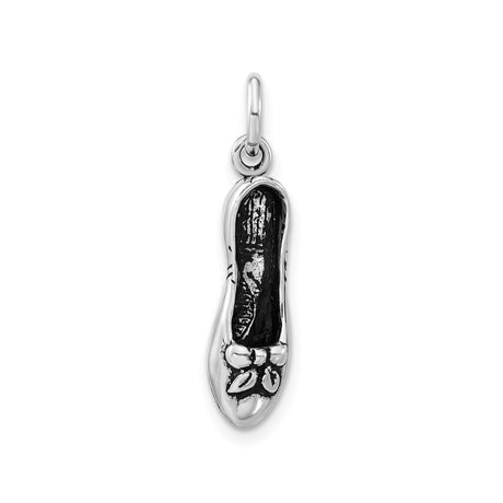 Sterling Silver Ballet Slipper Charm, Detailed Ballerina Flat with Bow, Dance Jewelry for Women and Girls