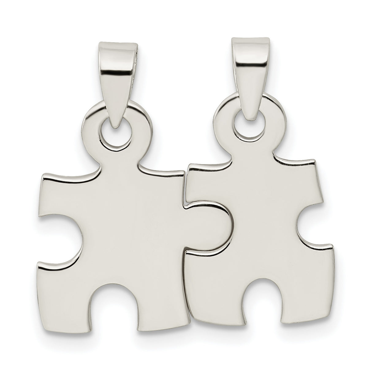 Sterling Silver Puzzle Piece Pendant Set, Interlocking Matching Design for Couples or Friends