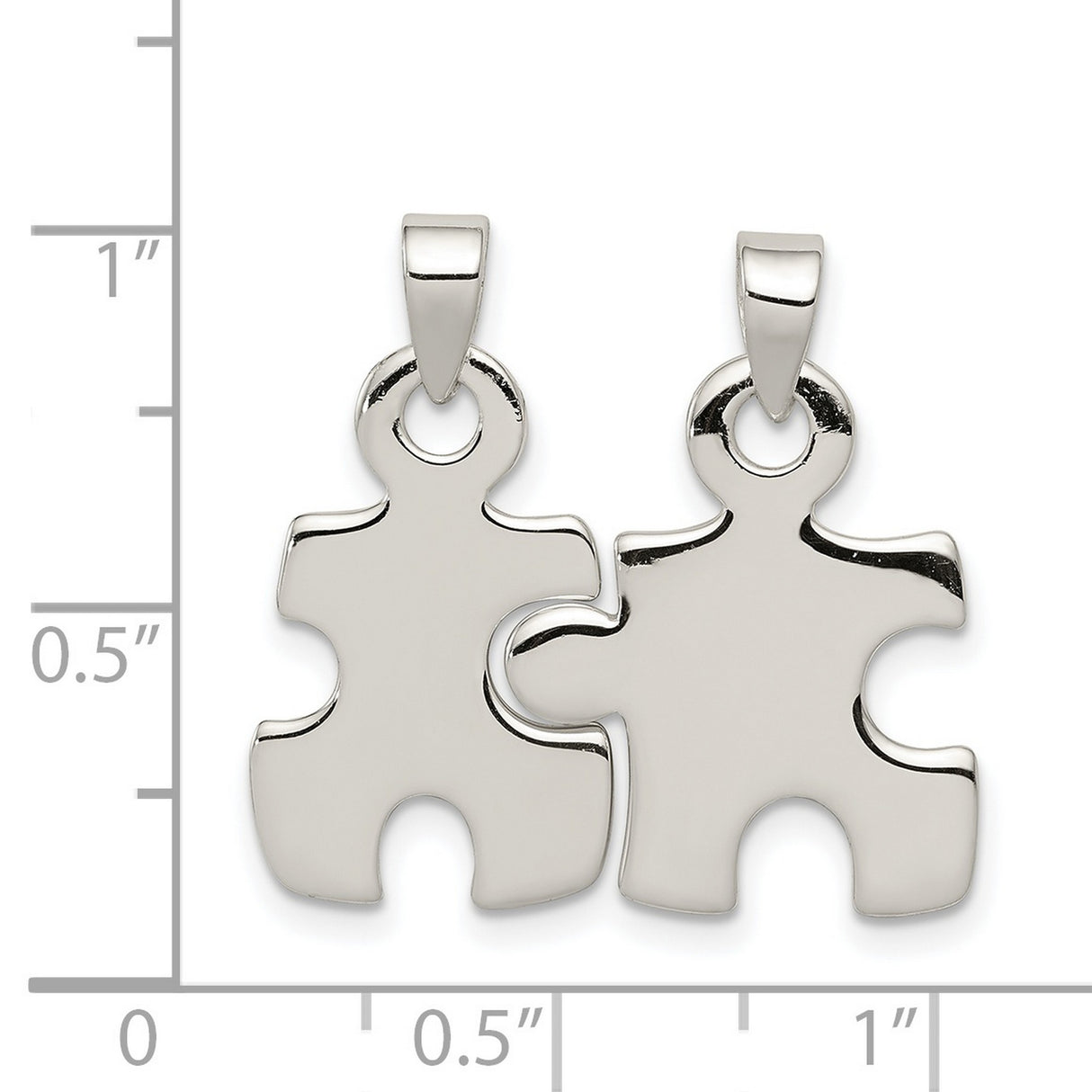 Sterling Silver Puzzle Piece Pendant Set, Interlocking Matching Design for Couples or Friends