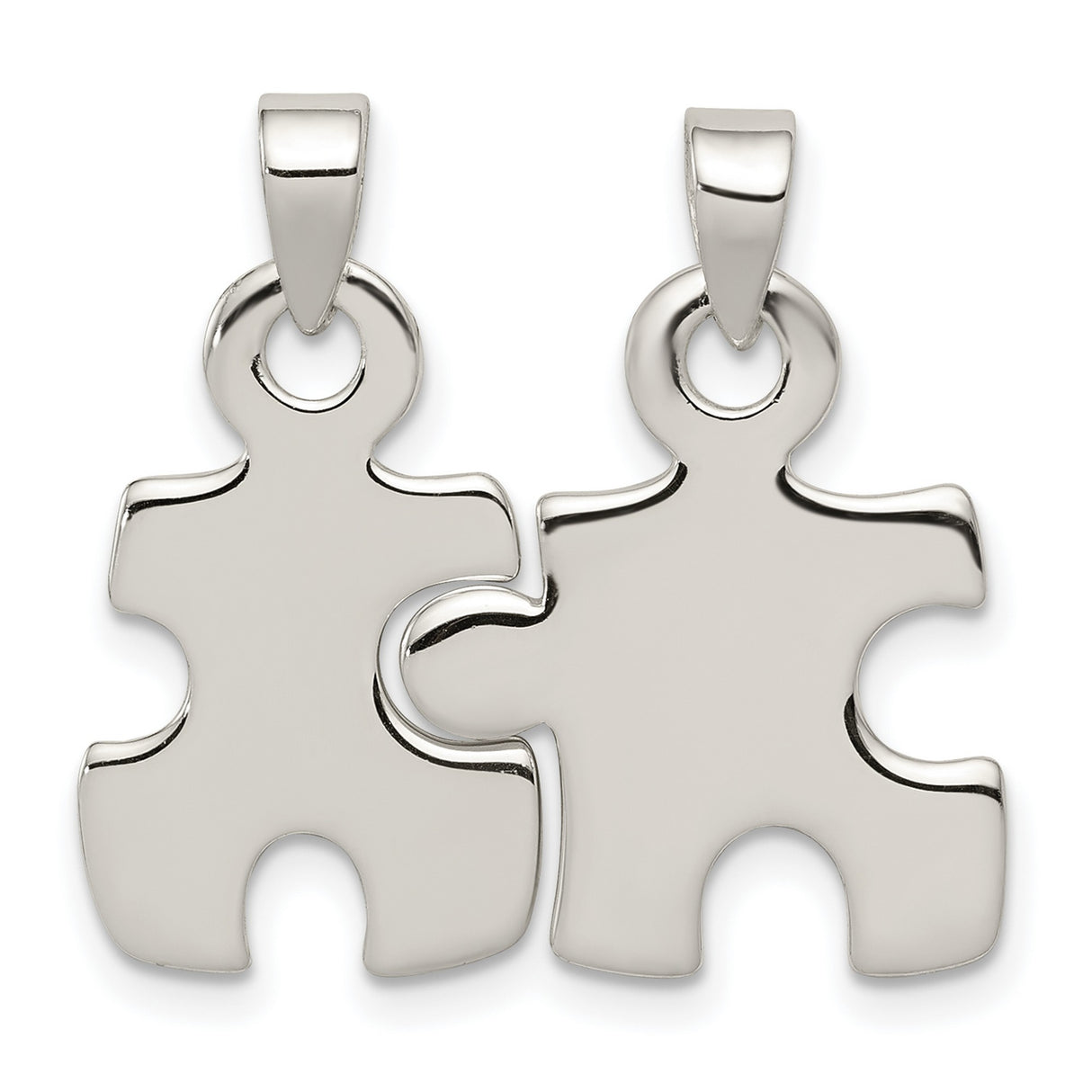 Sterling Silver Puzzle Piece Pendant Set, Interlocking Matching Design for Couples or Friends