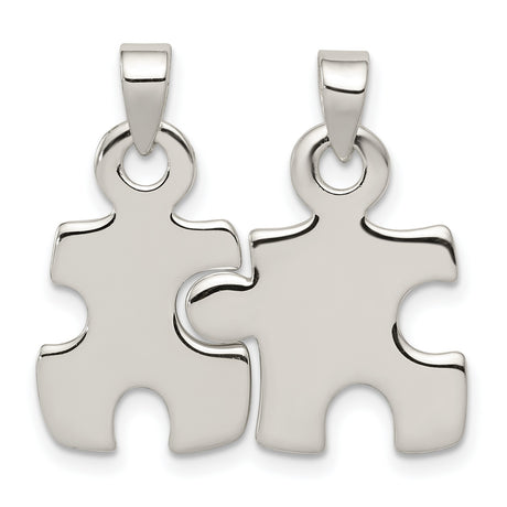 Sterling Silver Puzzle Piece Pendant Set, Interlocking Matching Design for Couples or Friends