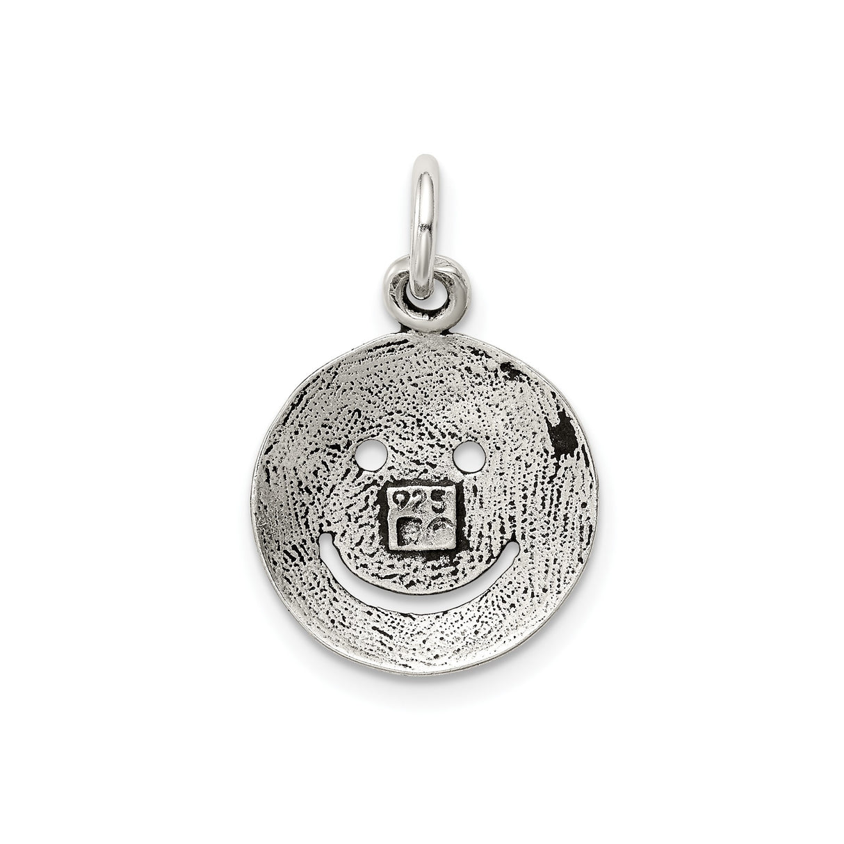 Sterling Silver Smiley Face Pendant Charm, Cutout Happy Face Design, Unisex Minimalist Jewelry
