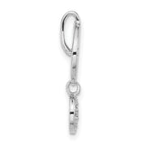 Sterling Silver Peace Pendant with Cubic Zirconia, Round Disc and Peace Sign Charm