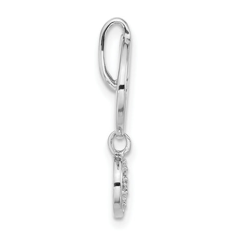 Sterling Silver Peace Pendant with Cubic Zirconia, Round Disc and Peace Sign Charm