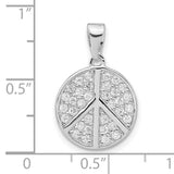 Sterling Silver Peace Pendant with Cubic Zirconia, Round Symbol Charm for Women