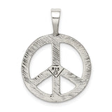 Sterling Silver Peace Sign Pendant with Vine Detailing, Boho Artisan Style
