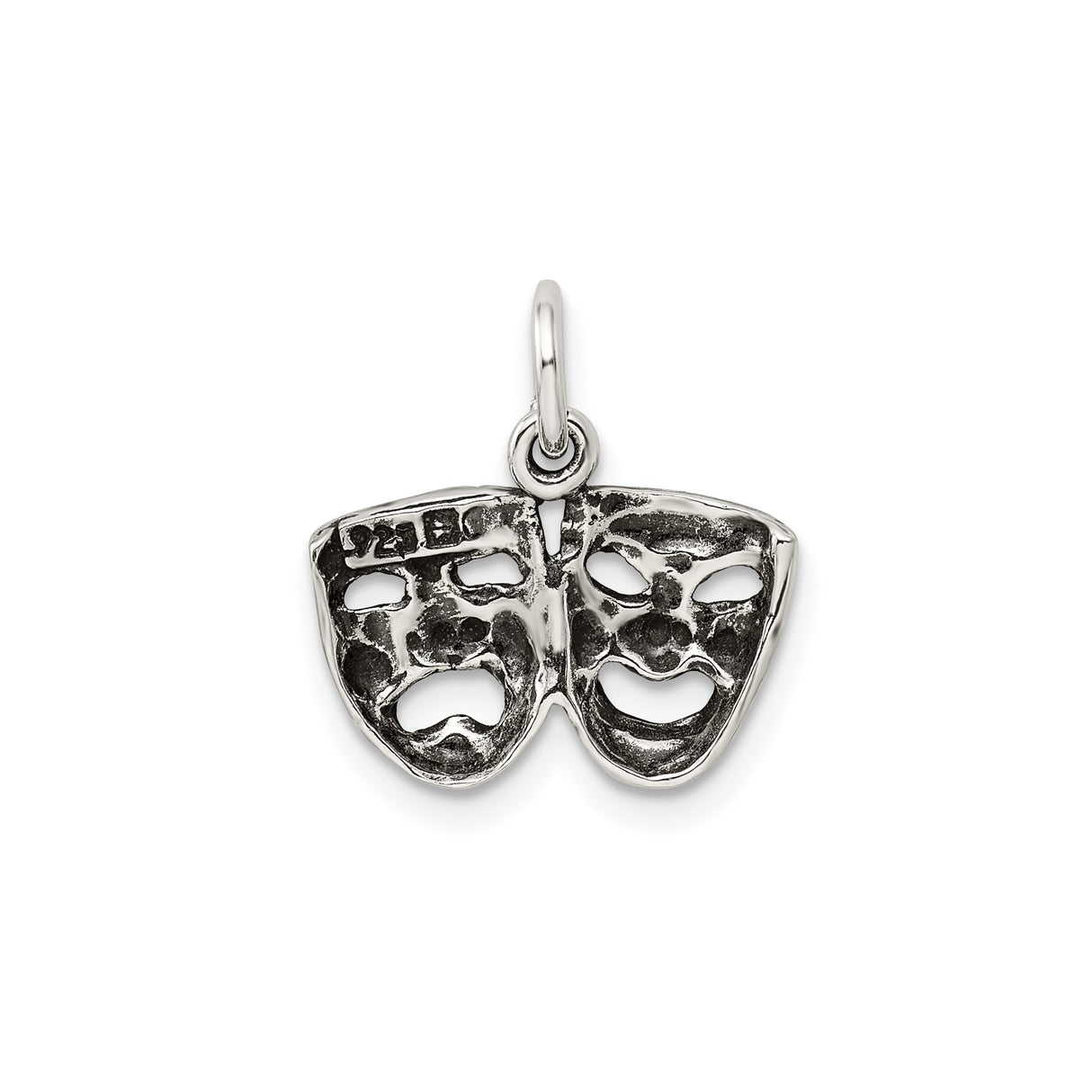 Sterling Silver Pendant, Comedy Tragedy Mask Drama Theater Face for Women or Unisex