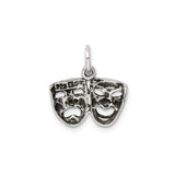 Sterling Silver Pendant, Comedy Tragedy Mask Drama Theater Face for Women or Unisex