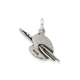 Sterling Silver Pendant, Artist Palette and Paintbrush, Detailed Artistic Charm