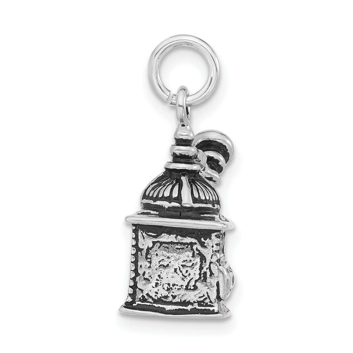 Sterling Silver Coffee Grinder Charm Pendant, Vintage 3D Antique Design, Unisex Jewelry