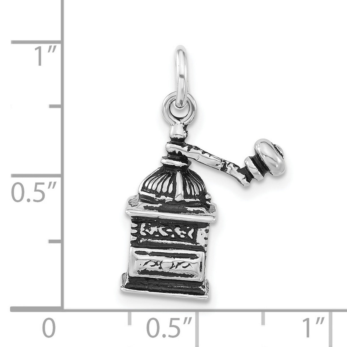 Sterling Silver Coffee Grinder Charm Pendant, Vintage 3D Antique Design, Unisex Jewelry