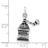 Sterling Silver Coffee Grinder Charm Pendant, Vintage 3D Antique Design, Unisex Jewelry