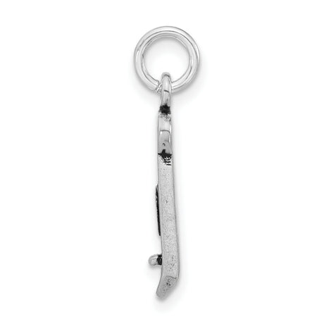 Sterling Silver Bottle Opener Charm Pendant, Realistic Textured Bar Accessory, Unisex Jewelry