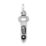 Sterling Silver Bottle Opener Charm Pendant, Realistic Textured Bar Accessory, Unisex Jewelry