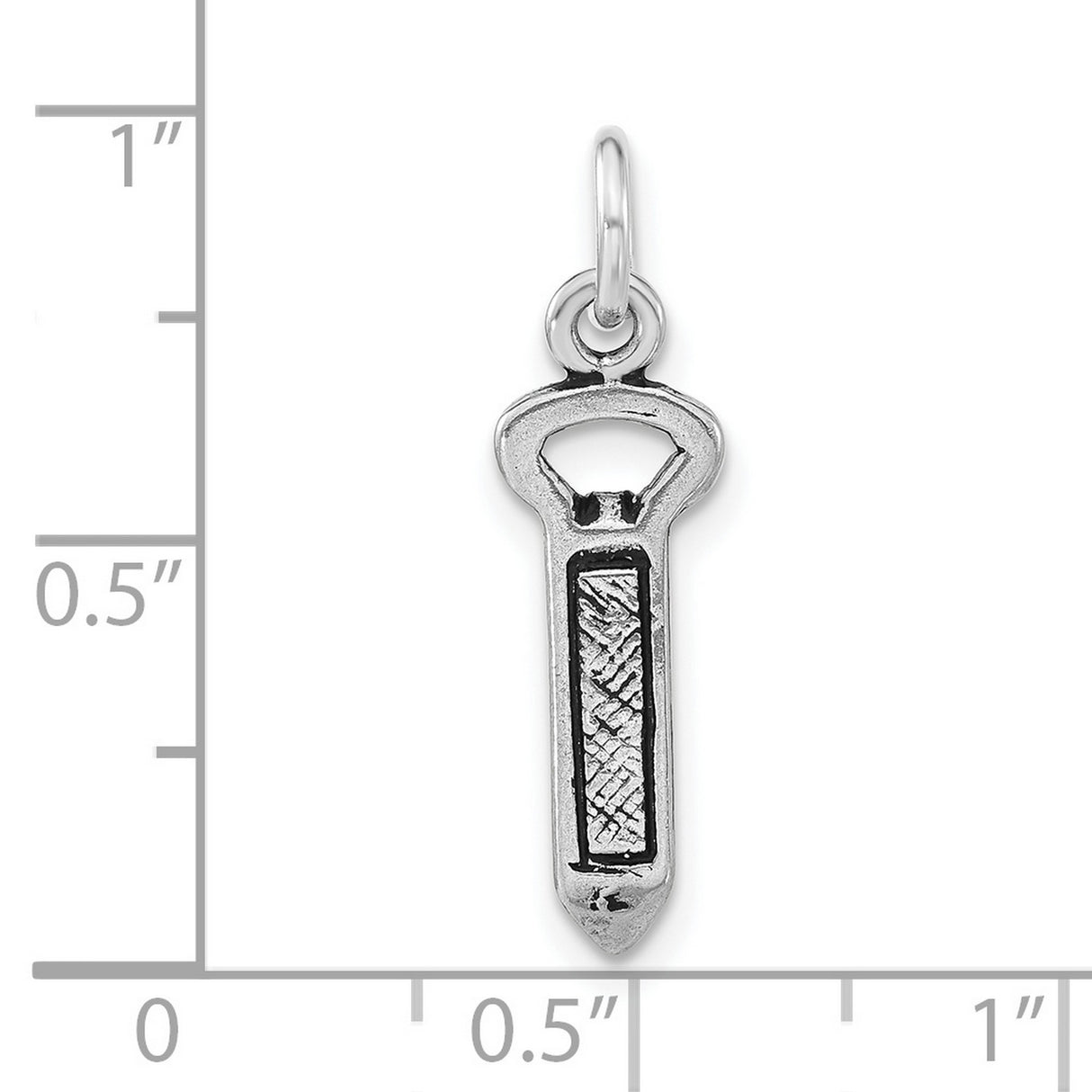 Sterling Silver Bottle Opener Charm Pendant, Realistic Textured Bar Accessory, Unisex Jewelry