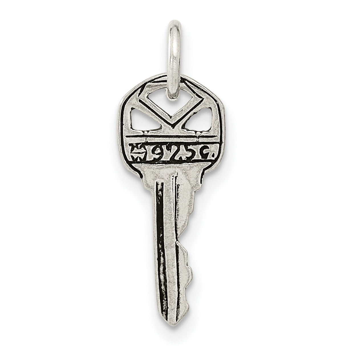 Antiqued Key Charm Pendant in Real 925 Sterling Silver