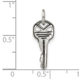 Antiqued Key Charm Pendant in Real 925 Sterling Silver