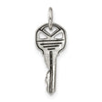 Antiqued Key Charm Pendant in Real 925 Sterling Silver