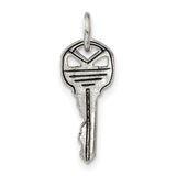 Antiqued Key Charm Pendant in Real 925 Sterling Silver