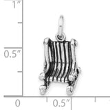 Sterling Silver Rocking Chair Pendant Charm, Miniature 3D Chair with Antique Finish