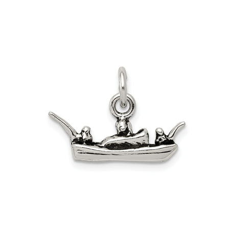 Sterling Silver Gondola Charm Pendant, Detailed Venetian Boat Design with Three Figures, Italian Theme