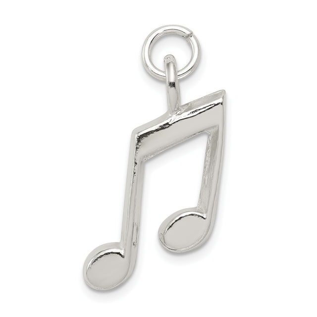 Sterling Silver Music Note Pendant with Double Eighth Note Design, Unisex Charm for Musicians