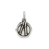 Sterling Silver Drum Pendant with Crossed Drumsticks, Music Jewelry for Drummers and Musicians