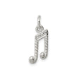 Sterling Silver Music Note Pendant, Textured Double Eighth Note Charm for Necklace or Bracelet