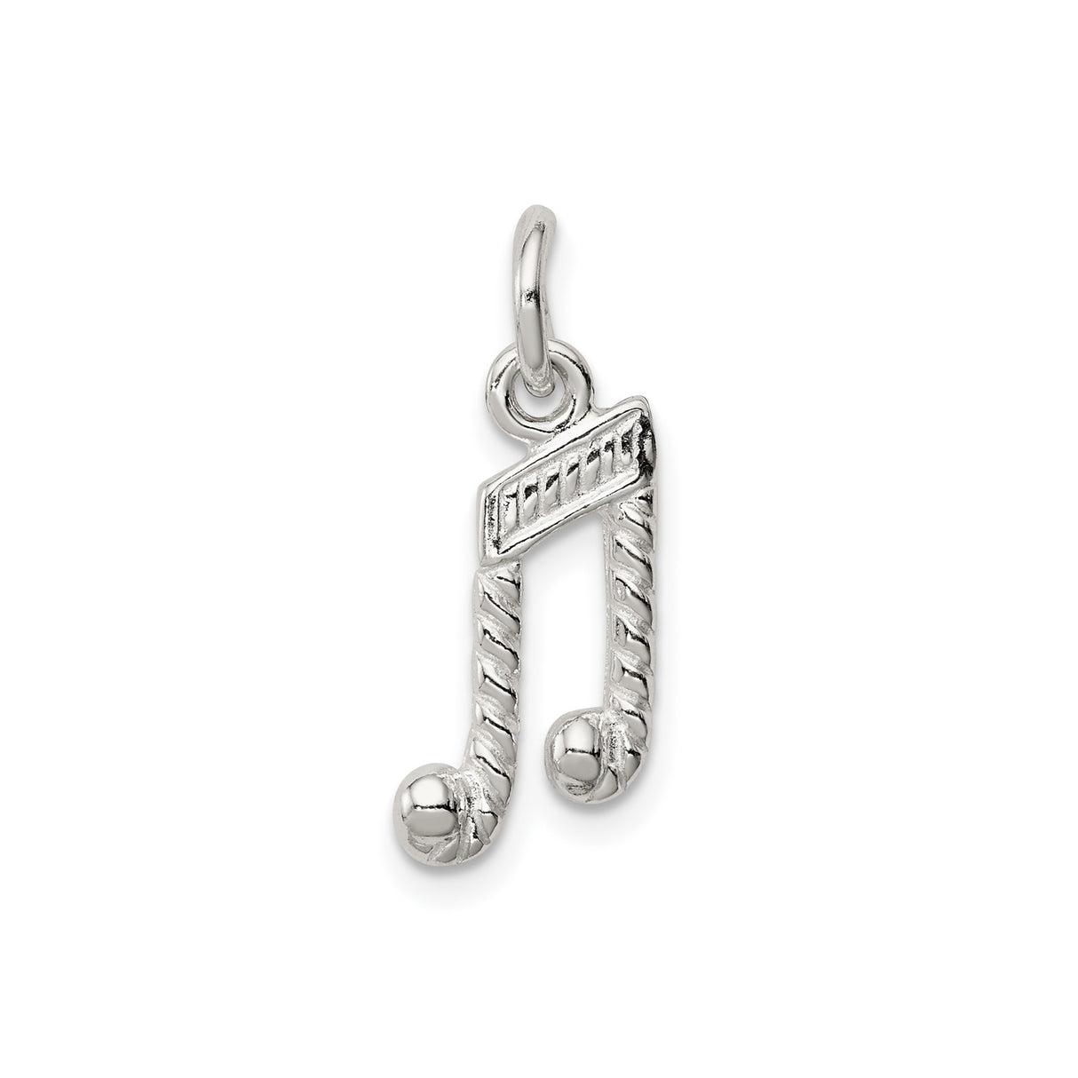 Sterling Silver Music Note Pendant, Textured Double Eighth Note Charm for Necklace or Bracelet