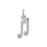 Sterling Silver Music Note Pendant, Textured Double Eighth Note Charm for Necklace or Bracelet